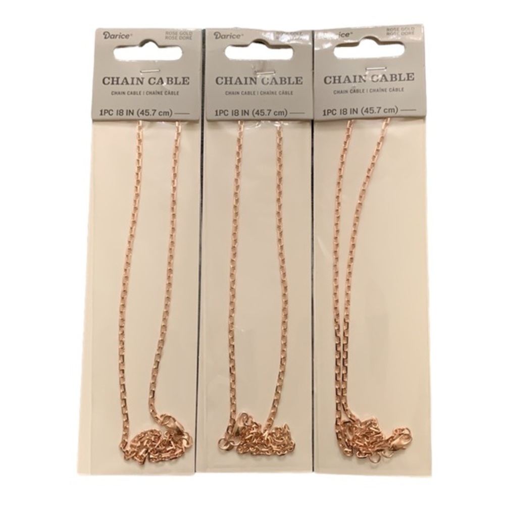 (3pc.)- Darice Rose Gold Chain Cable- 1mm/18 In